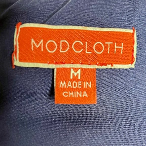 ModCloth Fit/Flare Floral Dress w/Keyhole Front and Tie - Navy - M - Picture 10 of 12